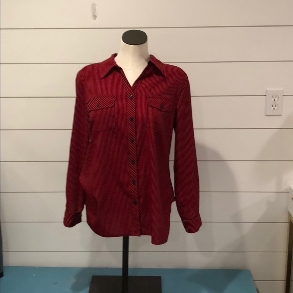 Elementz red and navy striped blouse